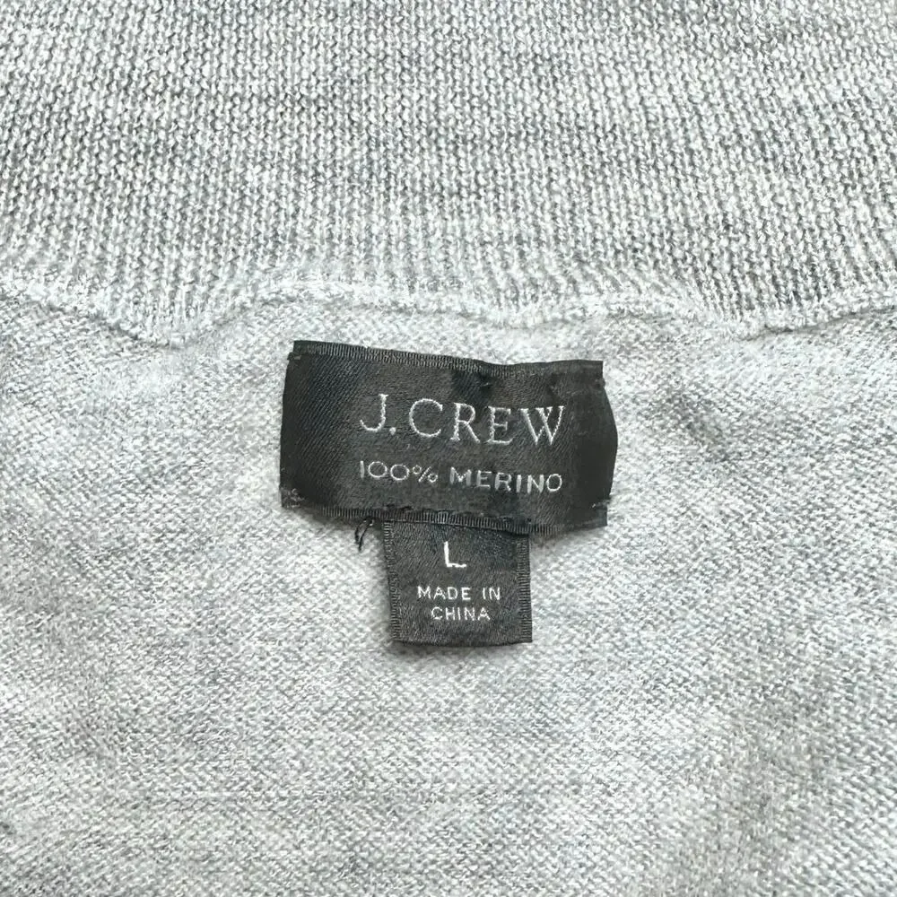 J. Crew | Men | 100% Merino Wool Gray Quarter Zip Pullover Sweater | Large